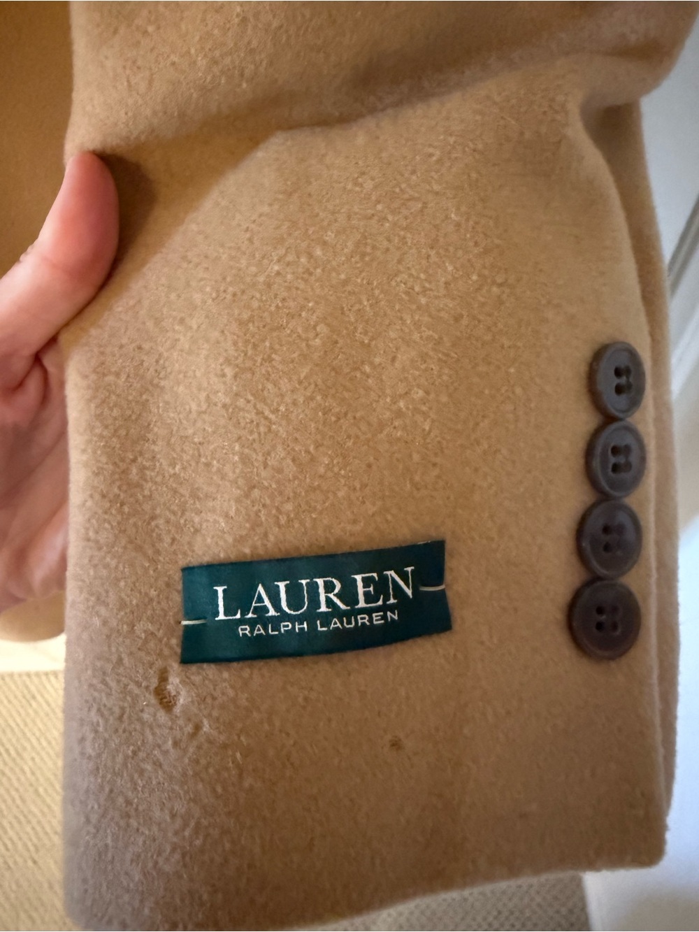 Ralph Lauren Men's Camel Columbia overcoat. Wool and cashmere Trench Coat - Picture 5 of 11